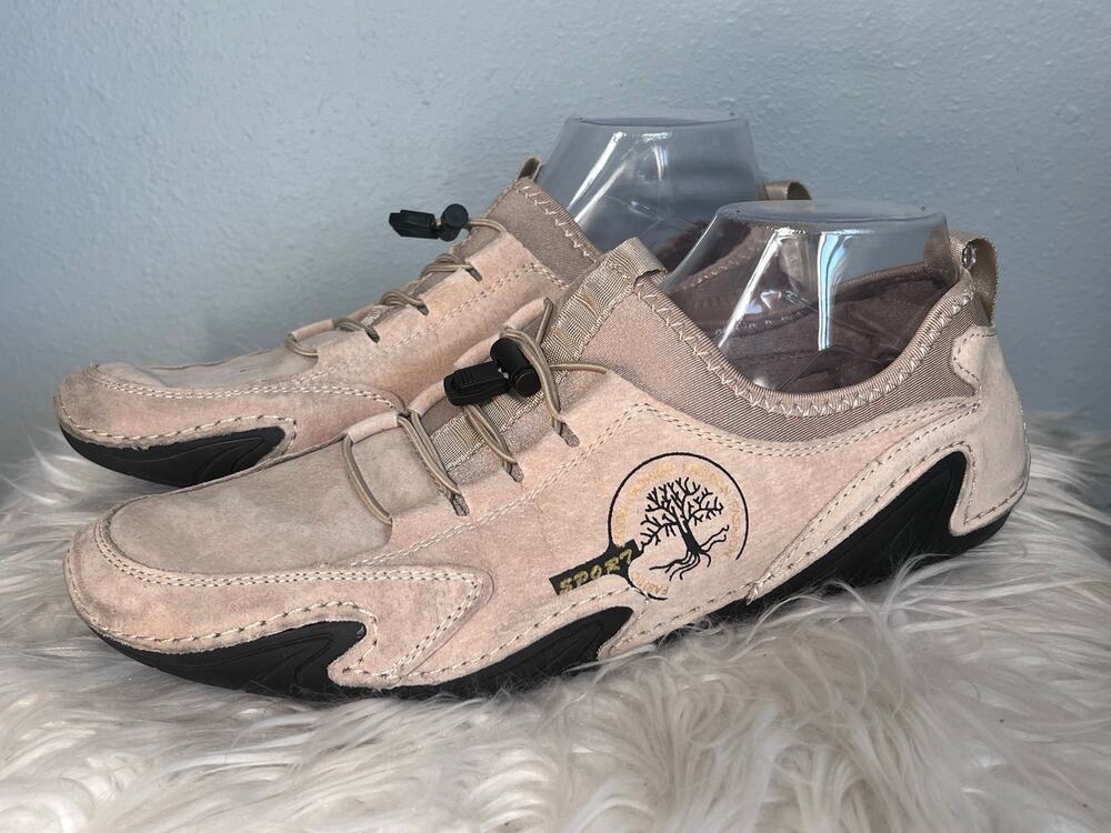 Leather Bungee Lace Comfort Shoe Keen Insoles Beige Mens 46 U.S. Sz 12 Slip On